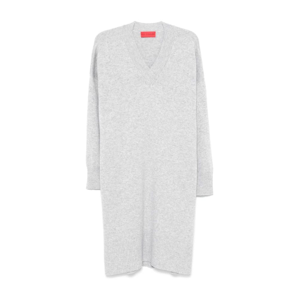 Wild Cashmere Grijze Gebreide Kasjmier Jurk Gray Dames