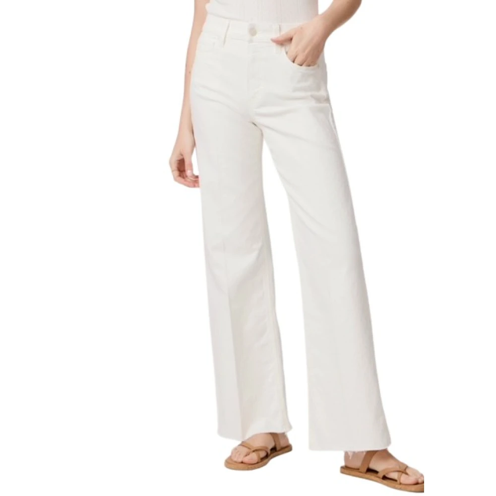Paige Women's White Wide Trousers, W25, Wide Leg High Waist Jeans