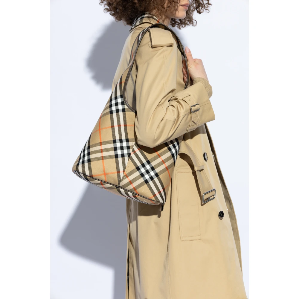 Burberry Ruitpatroon Schoudertas Beige Dames