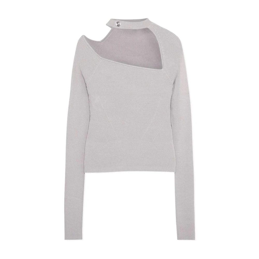 Simkhai Beige Tröja med Asymmetrisk Mockneck Beige, Dam