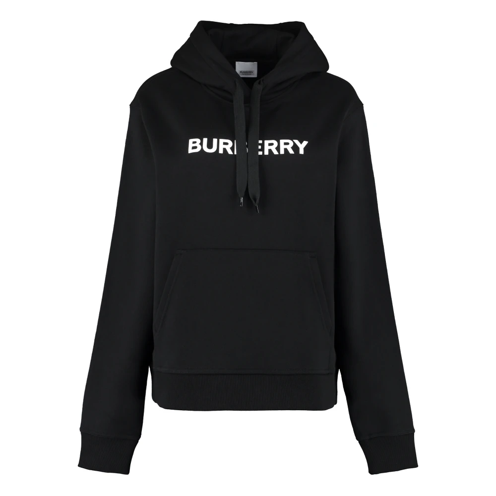 Burberry Geribbelde randen Gedrukte hoodie Black Dames