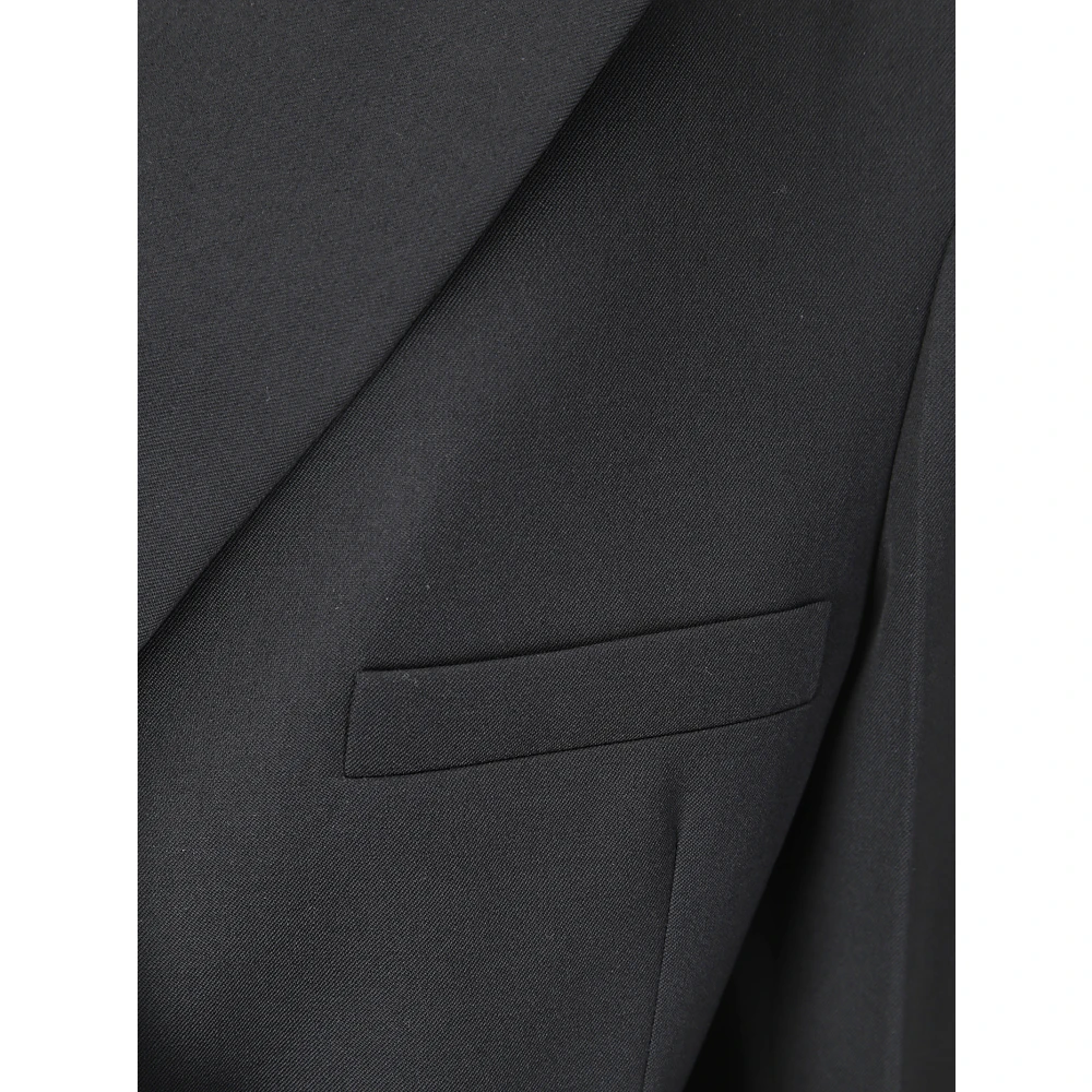 Lanvin Wollen jas met zakken en elastische taille Black Dames