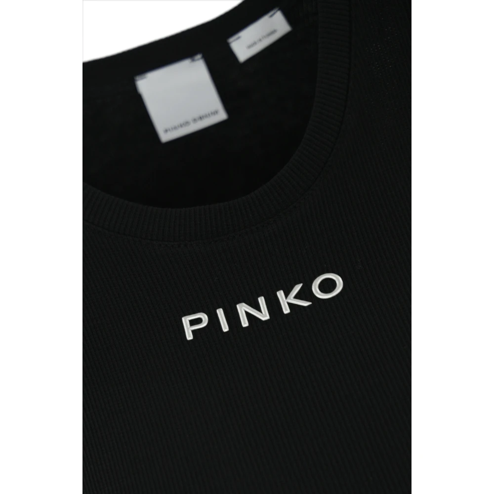 pinko Geribbelde Mouwloze Top Zwart Black Dames