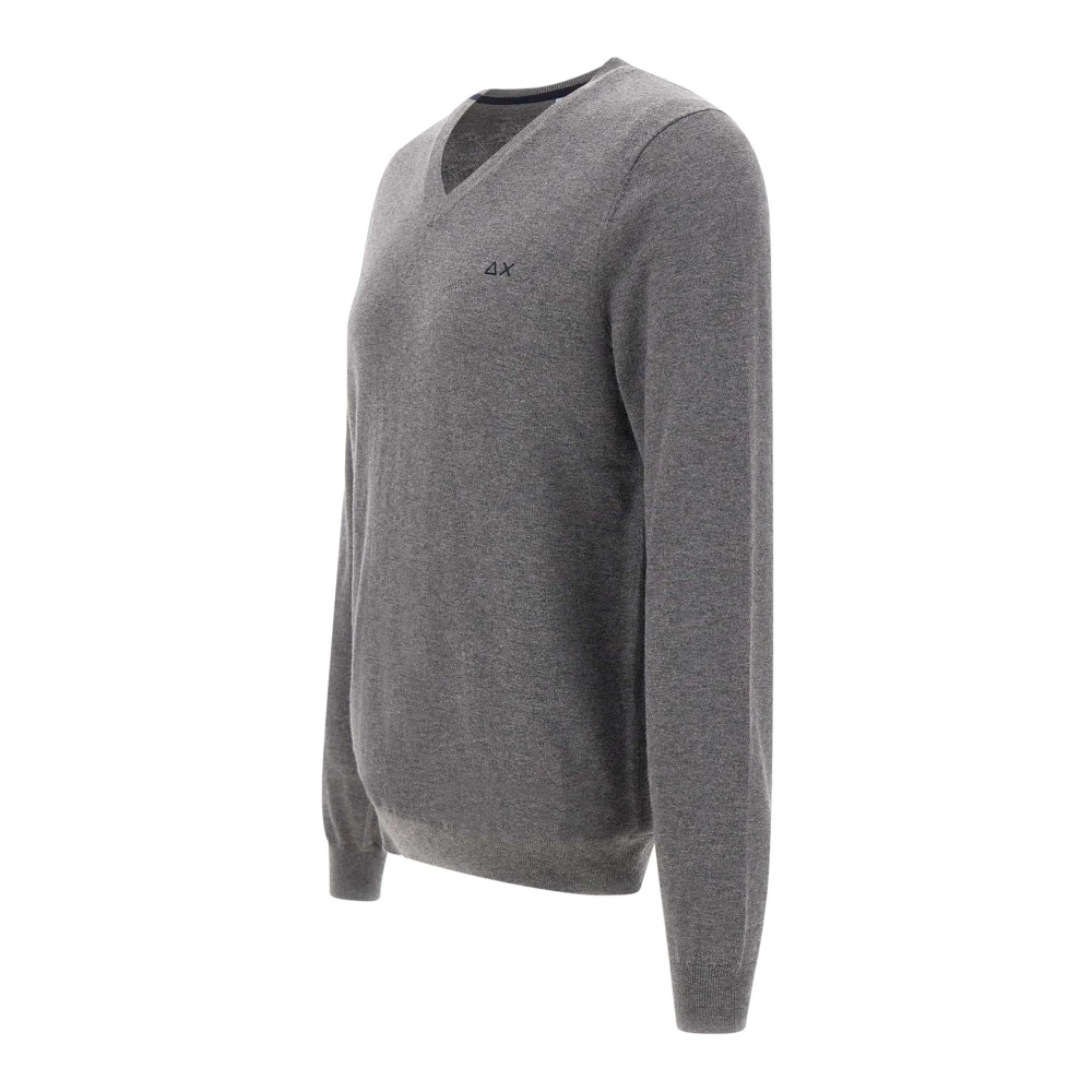 Sun68 Heren V-Hals Sweater Grijs Gray Heren