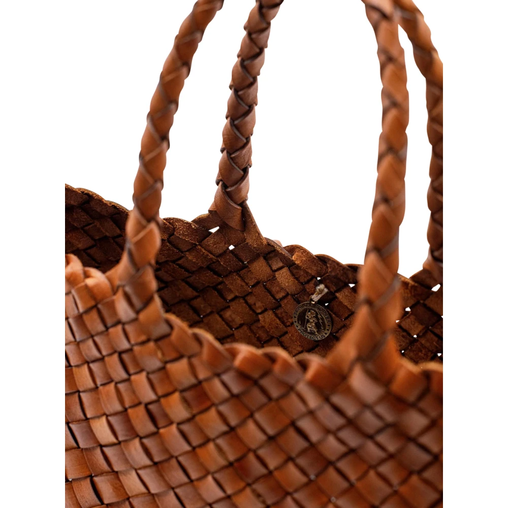 Dragon Diffusion Bruine leren handtas met gevlochten design Brown Dames