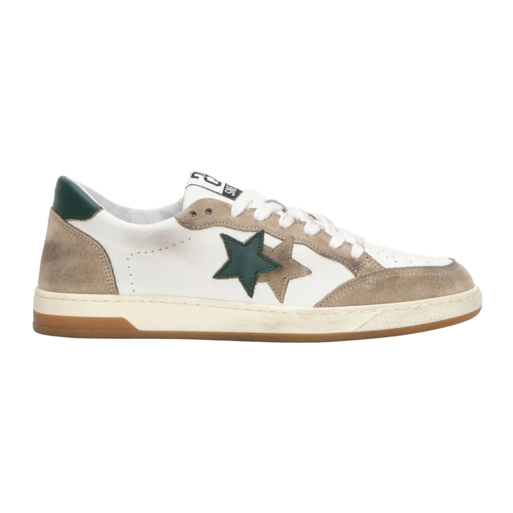 2Star Handgemaakte Italiaanse Sneakers Taupe Mannen Heren Schoenen Wit