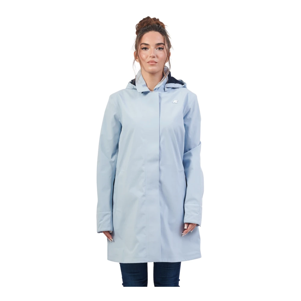 K-way Lichtblauwe Slim Fit Trenchcoat Blue Dames