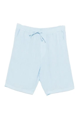 Shorts i bermudamodell i linne med dragsko