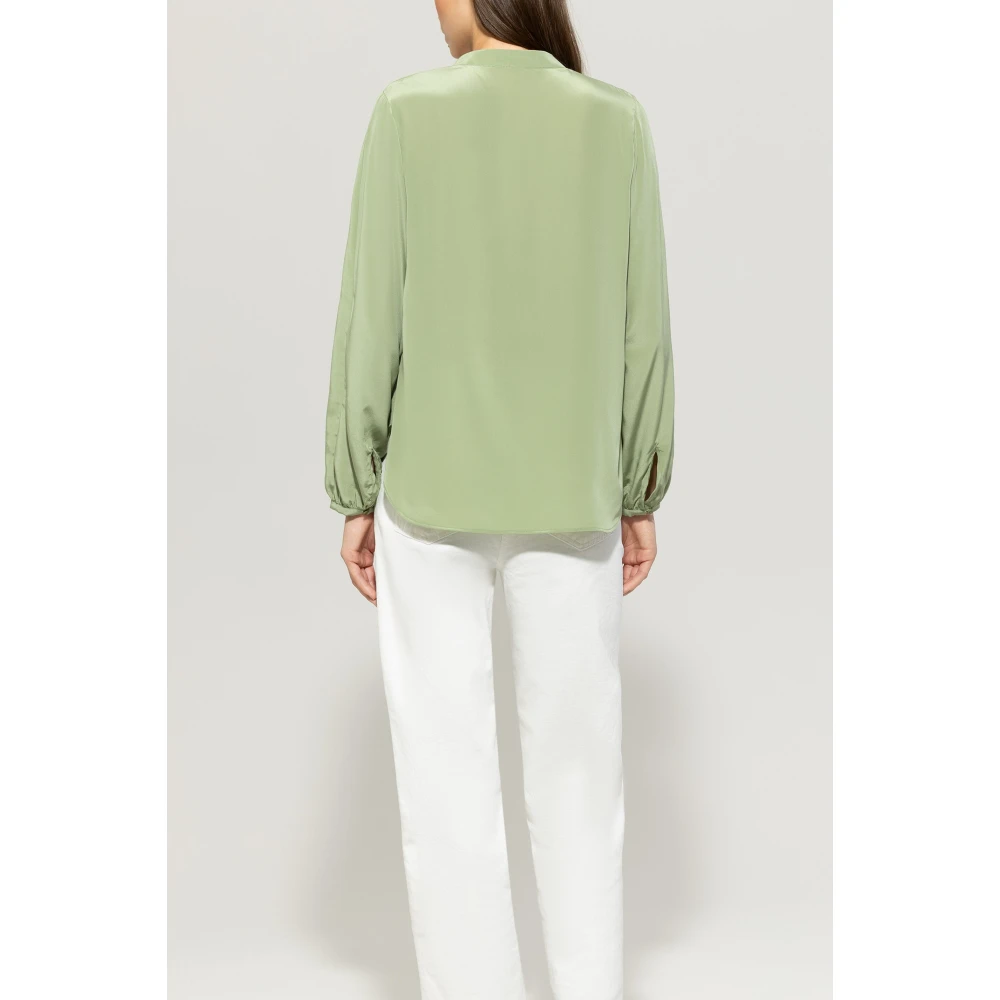 LUISA CERANO Zijden V-hals Tuniek Blouse Green Dames
