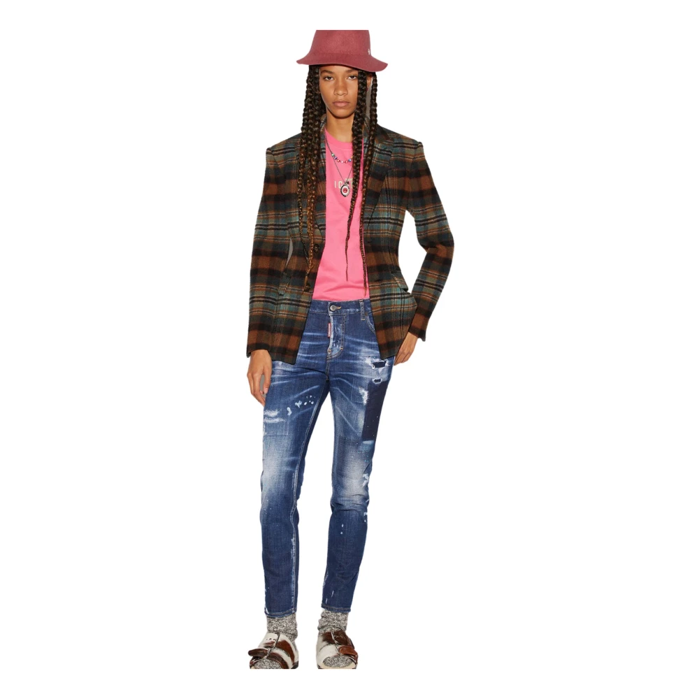 Dsquared2 Blauw & Groen Slim-fit Denim Jeans Blue Dames