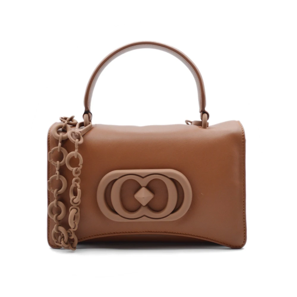 La Carrie Iconische Leren Shopper Tas met Mechanische Sluiting Brown Dames