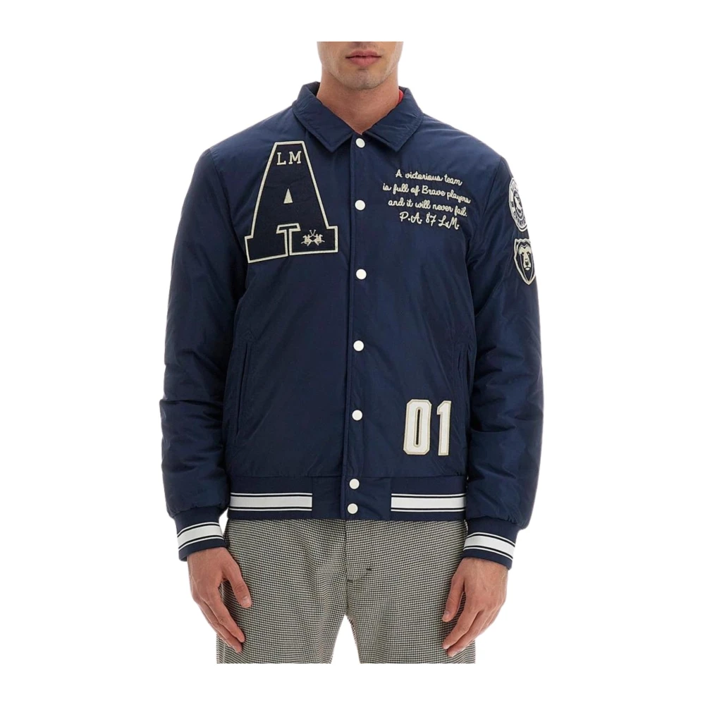 La Martina Men's Blue Polyester Bomber Jacket - Light Jackets - 2XL - Jackets