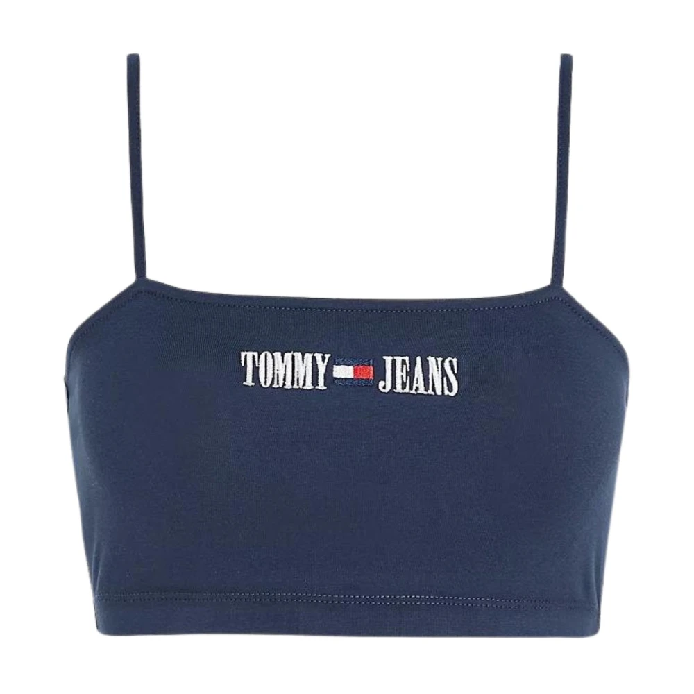 Tommy Jeans Women's Blue Cotton Crop Top Ultra Archive - Sleeveless Tops - L - Tops