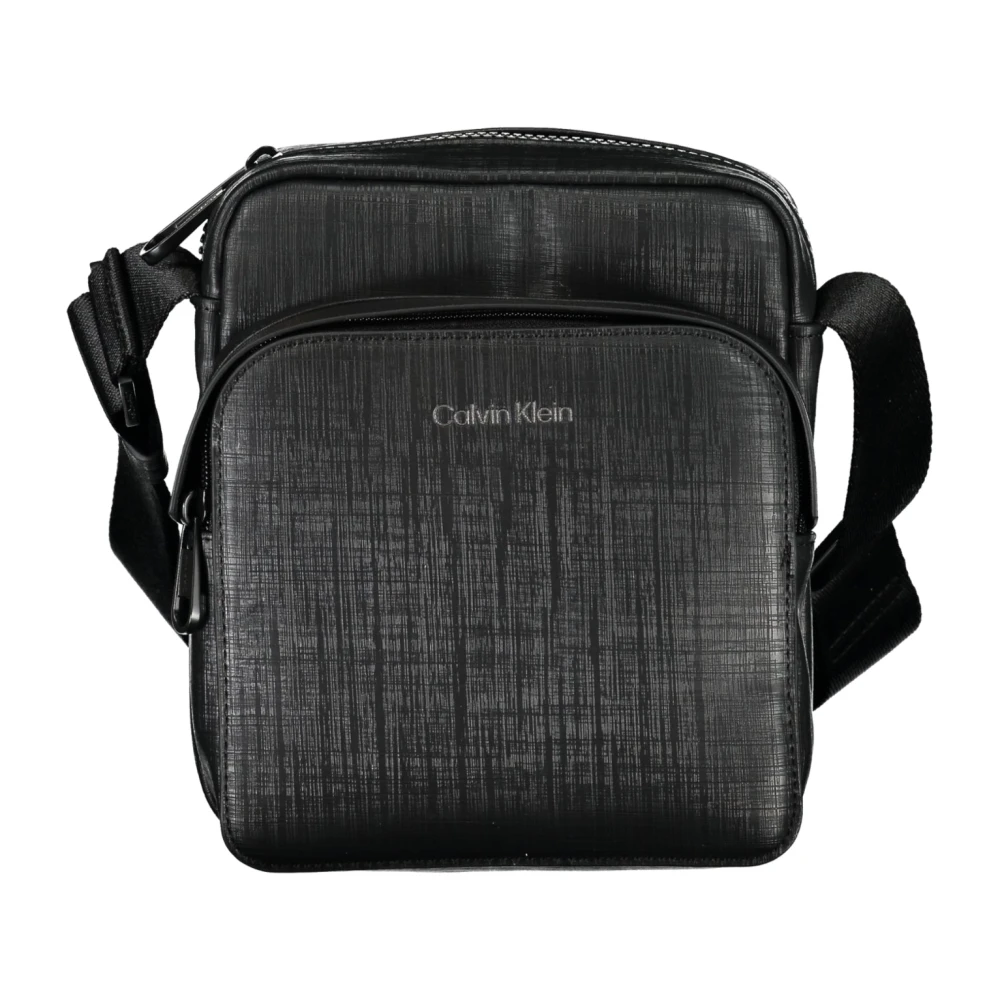 Calvin Klein Elegante zwarte schoudertas met contrasterende details Black Heren