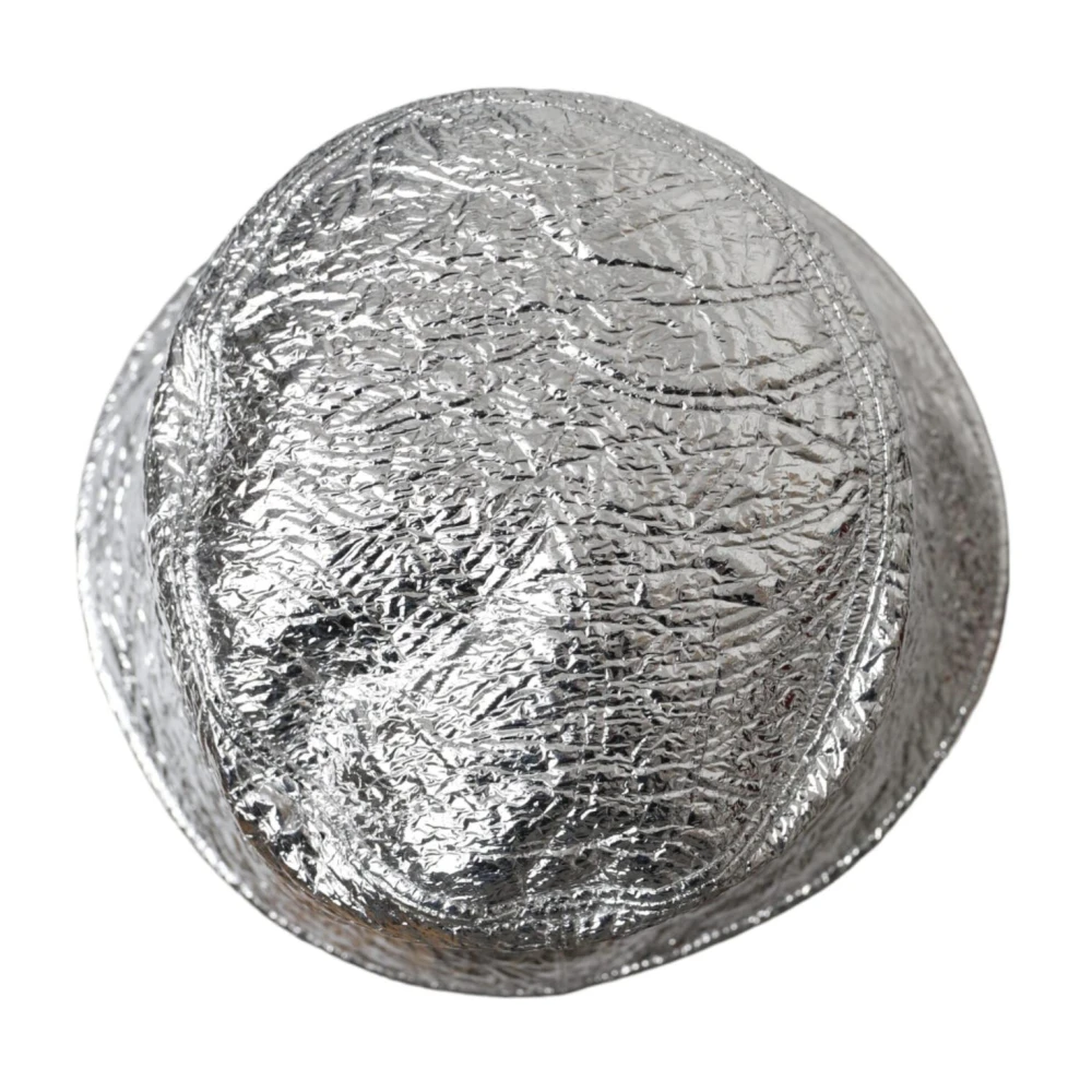 Dolce & Gabbana Metallic Silver Polyester Bucket Cap Gray Heren