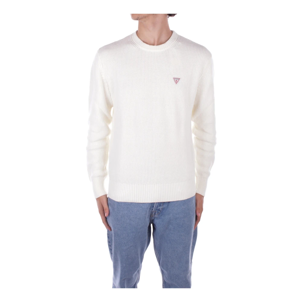 Guess Witte Logo Front Sweater White Heren
