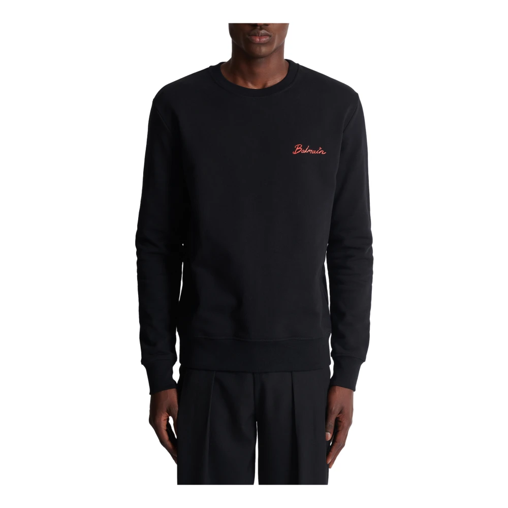 Balmain Sweatshirt met Kiss Print Black Heren