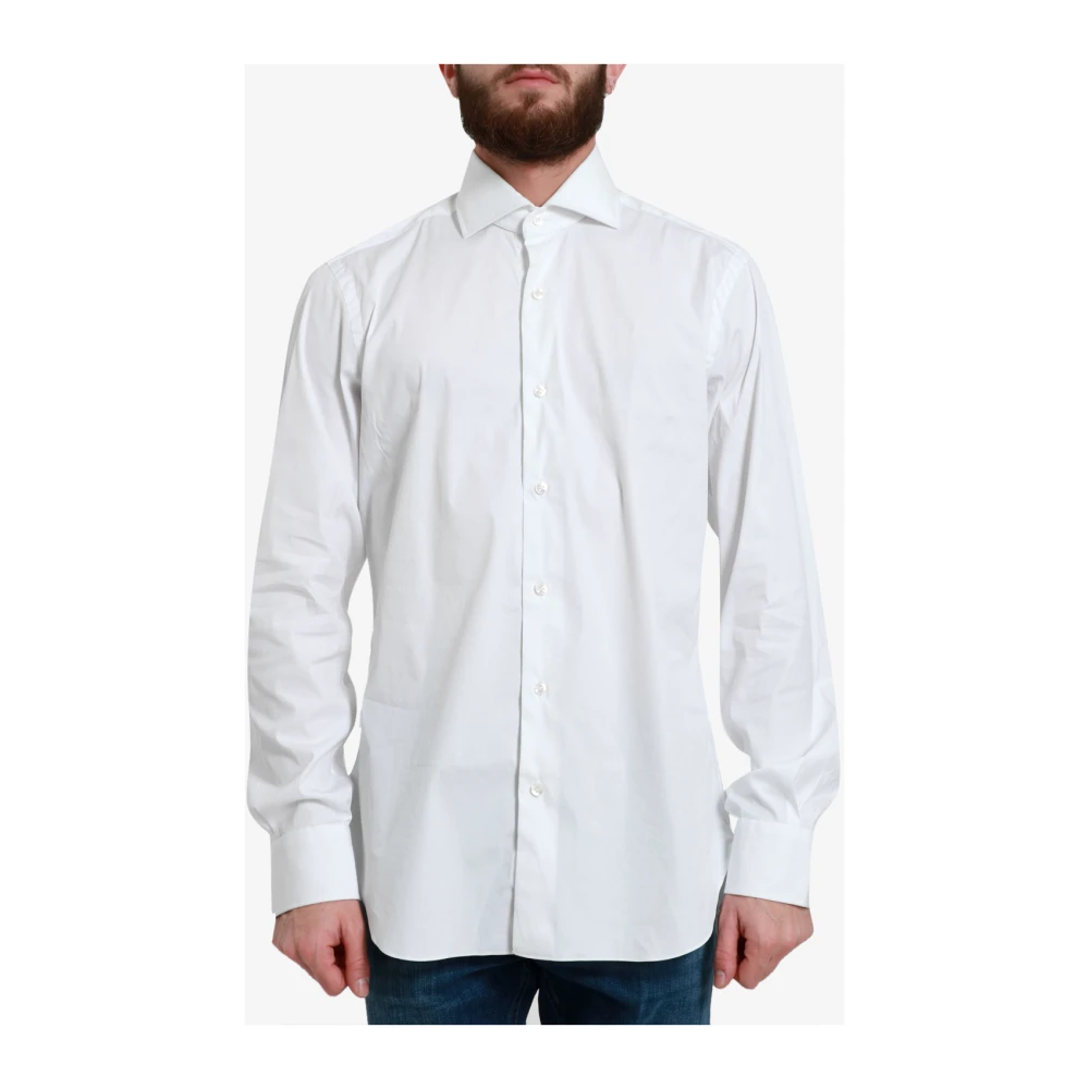 Barba Witte Katoenen Overhemd met Kraag White Heren