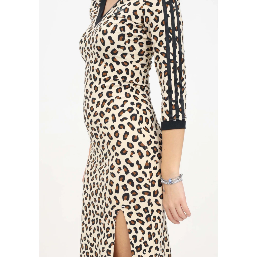 adidas Originals Leopard 3-Stripes Lange Jurk Beige Black Dames