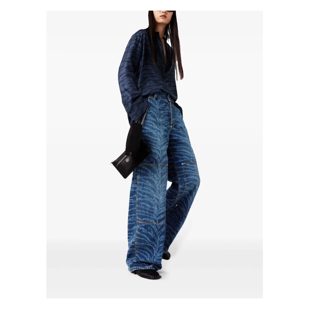 Stella Mccartney Tijgerpatroon Hoge Taille Jeans Blue Dames