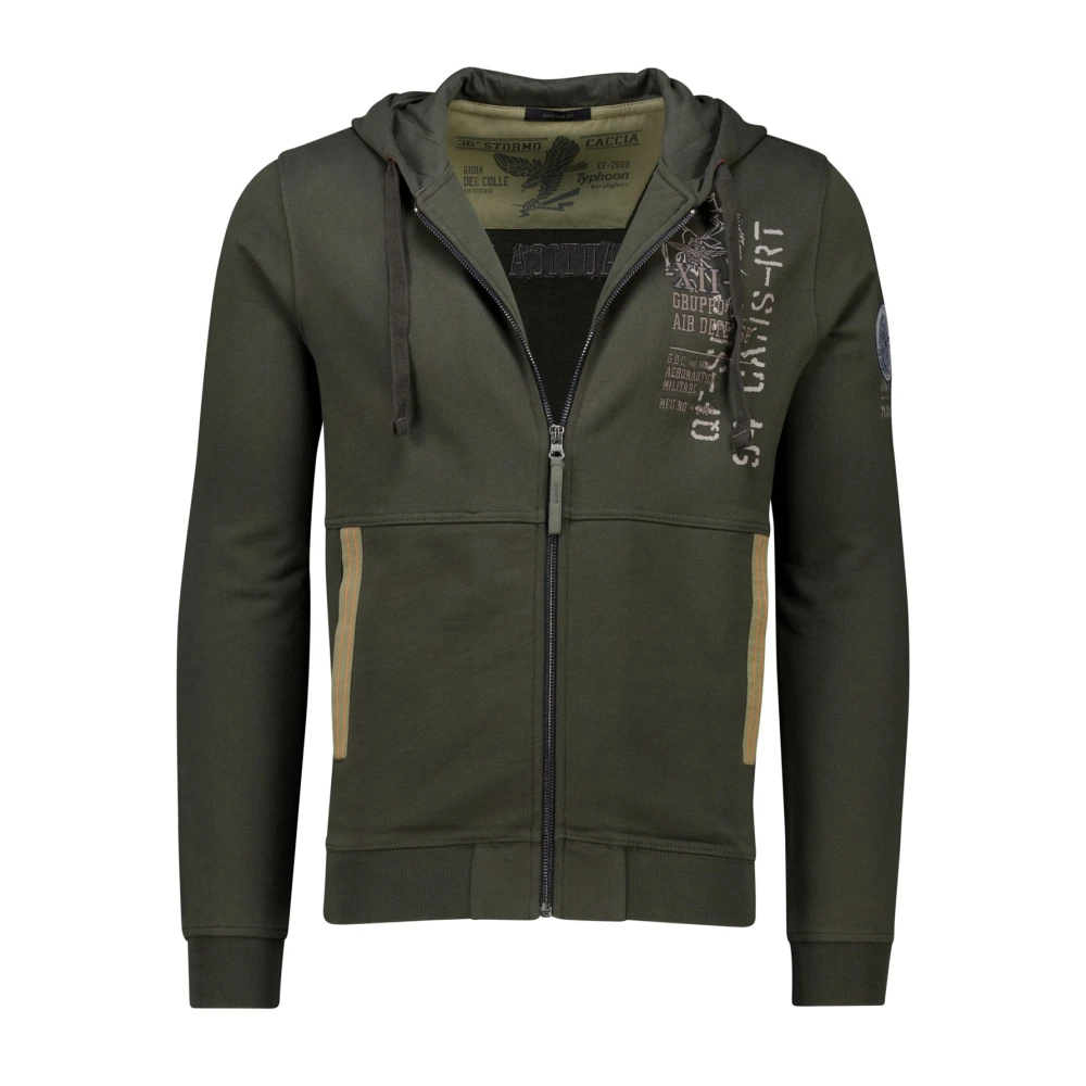 Aeronautica militare Groene hoodie met rits Green Heren