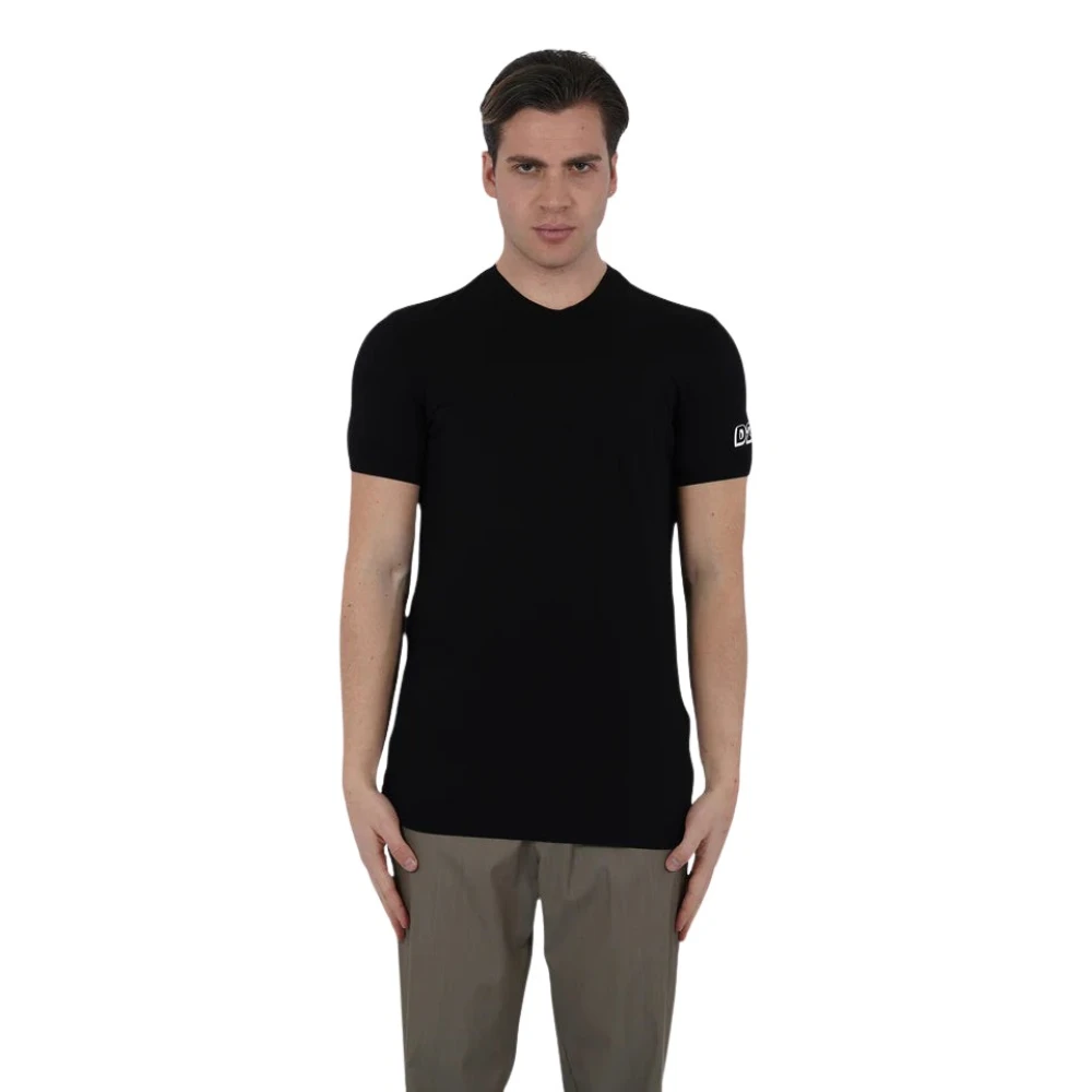 Dsquared2 Zwarte ronde hals T-shirt met applicaties Black Heren