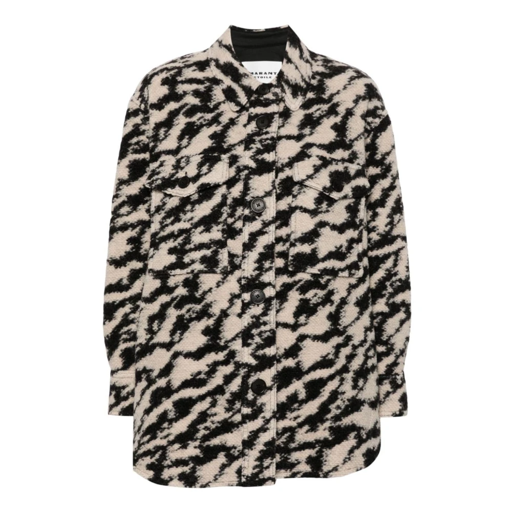 Isabel Marant Étoile Abstract Patroon Wollen Jas Black Dames