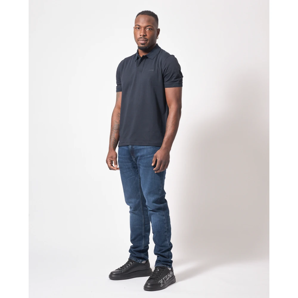 Hugo Boss Blauw Heren Polo Shirt Stretch Katoen Blue Heren