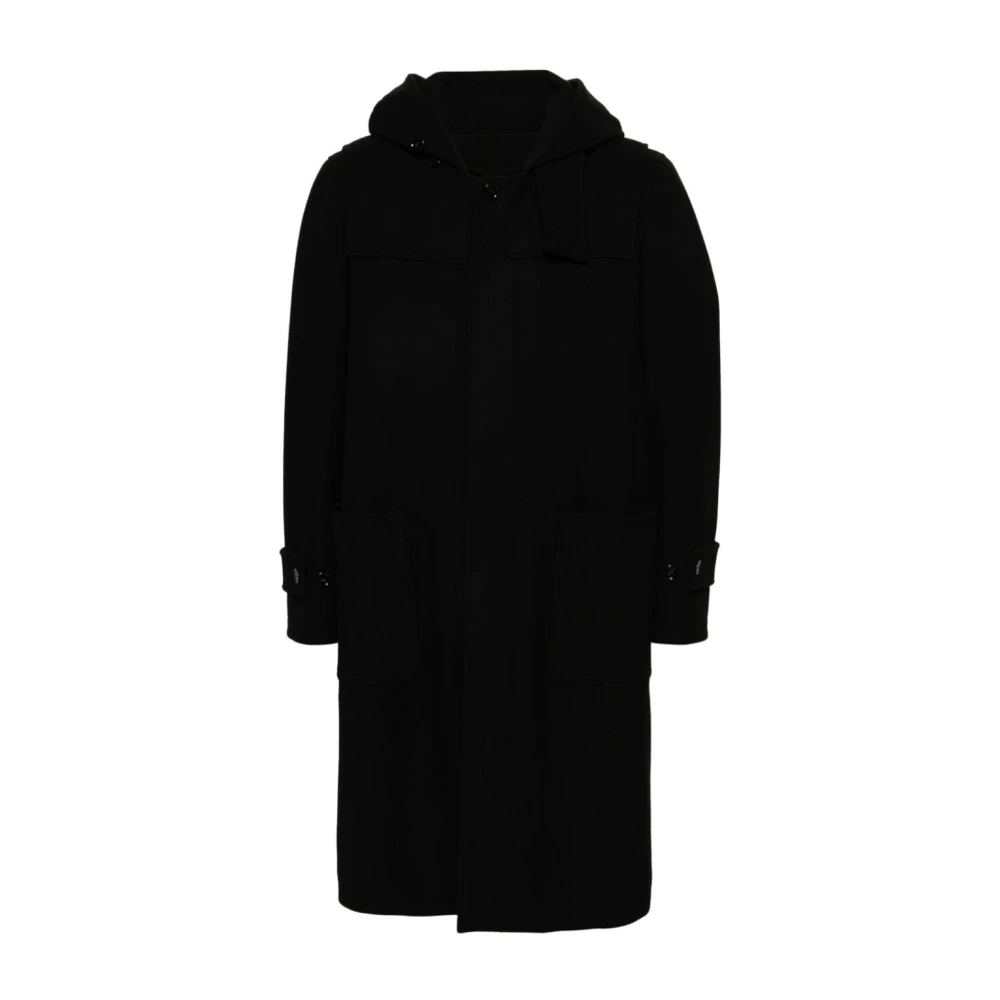 Lardini Zwarte Wollen Blend Parka Jas Black Heren