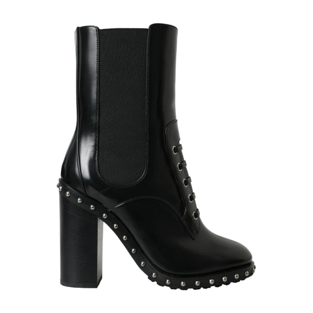 Dolce & Gabbana Vrouw Zwart Laceup Studded Boots