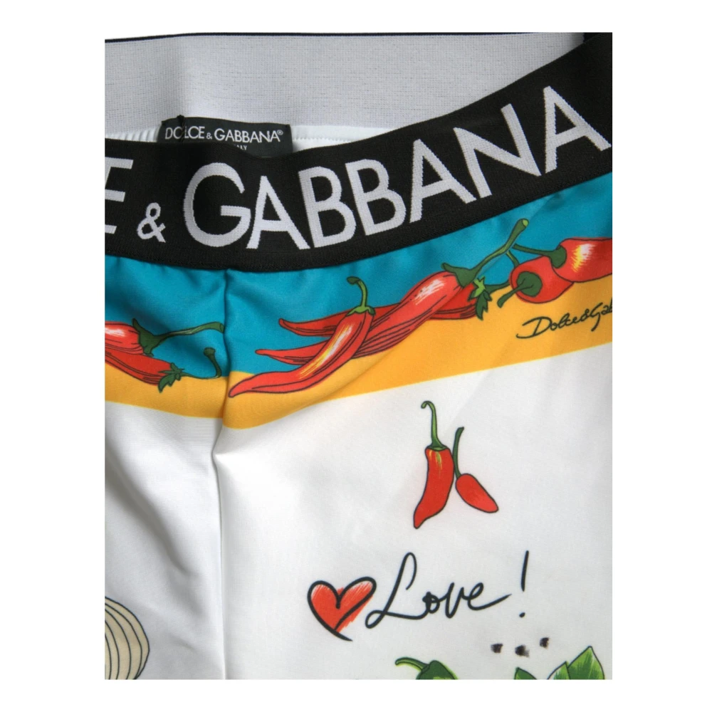 Dolce & Gabbana Witte High Waist Printed Leggings White Dames