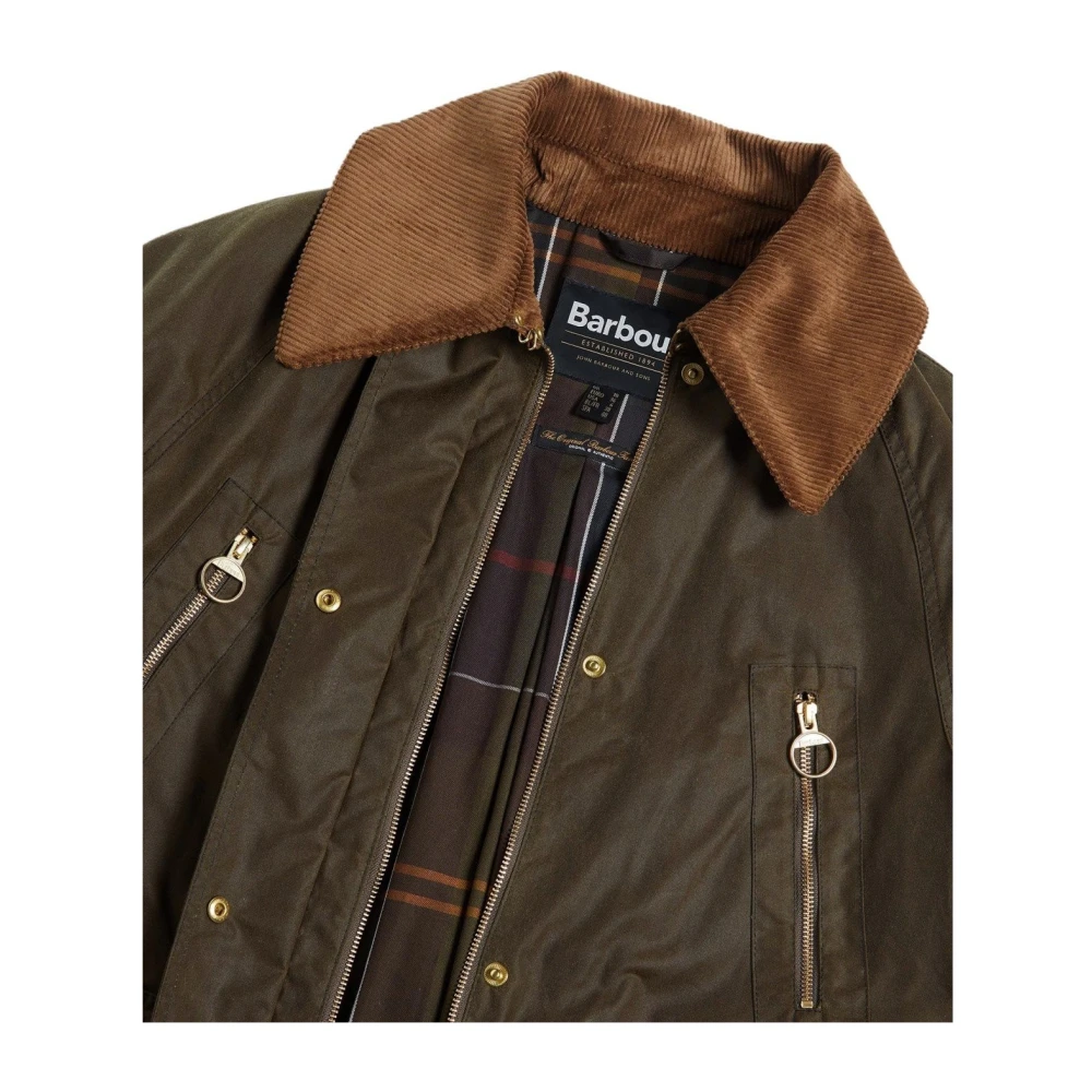 Barbour Groene gewaxte katoenen lange jas Green Dames