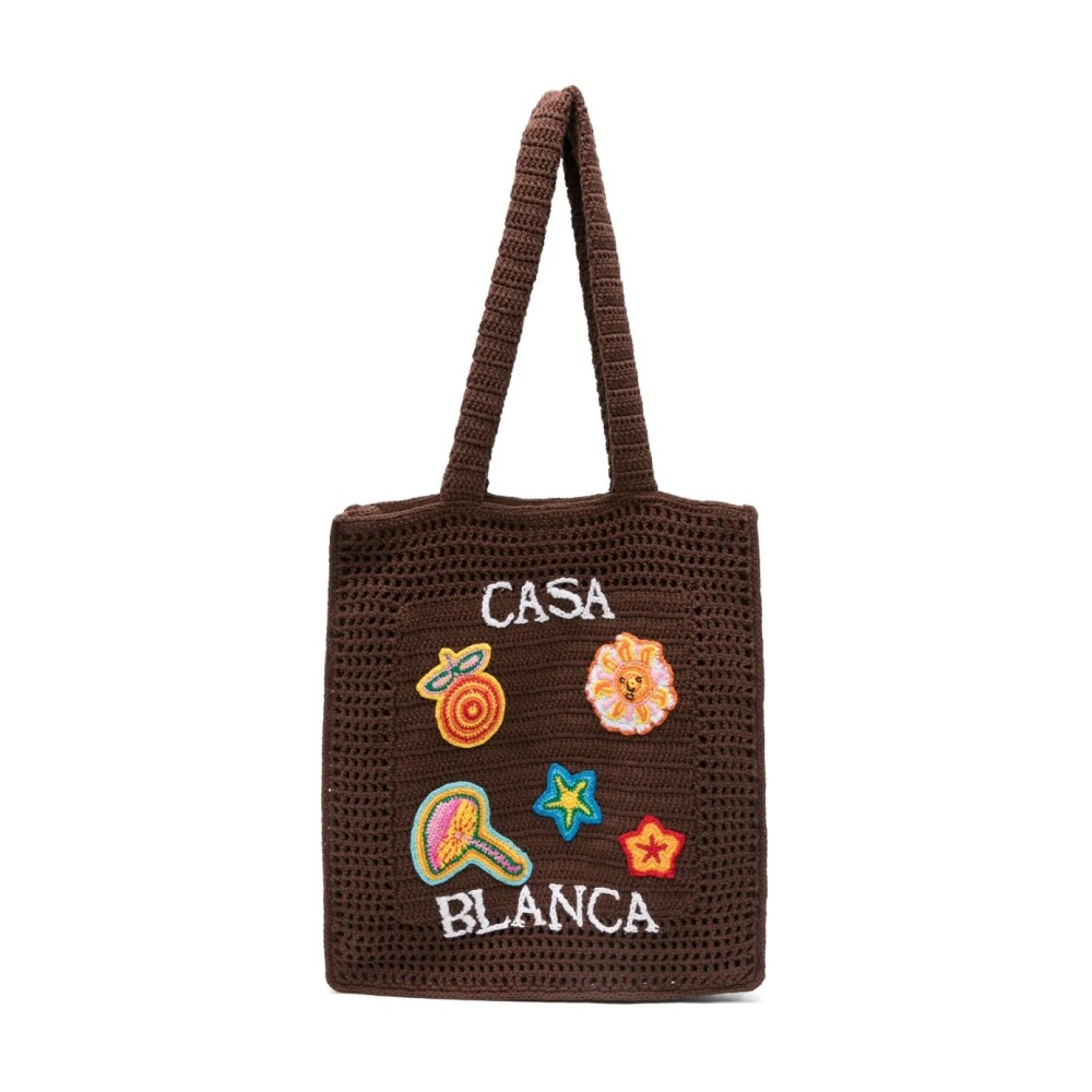 トートバッグ Embroidered Knit Shopper Bag - Casablanca - Knit - Black Casablanca Embroidered Knit Shopper Bag - Knit - Black