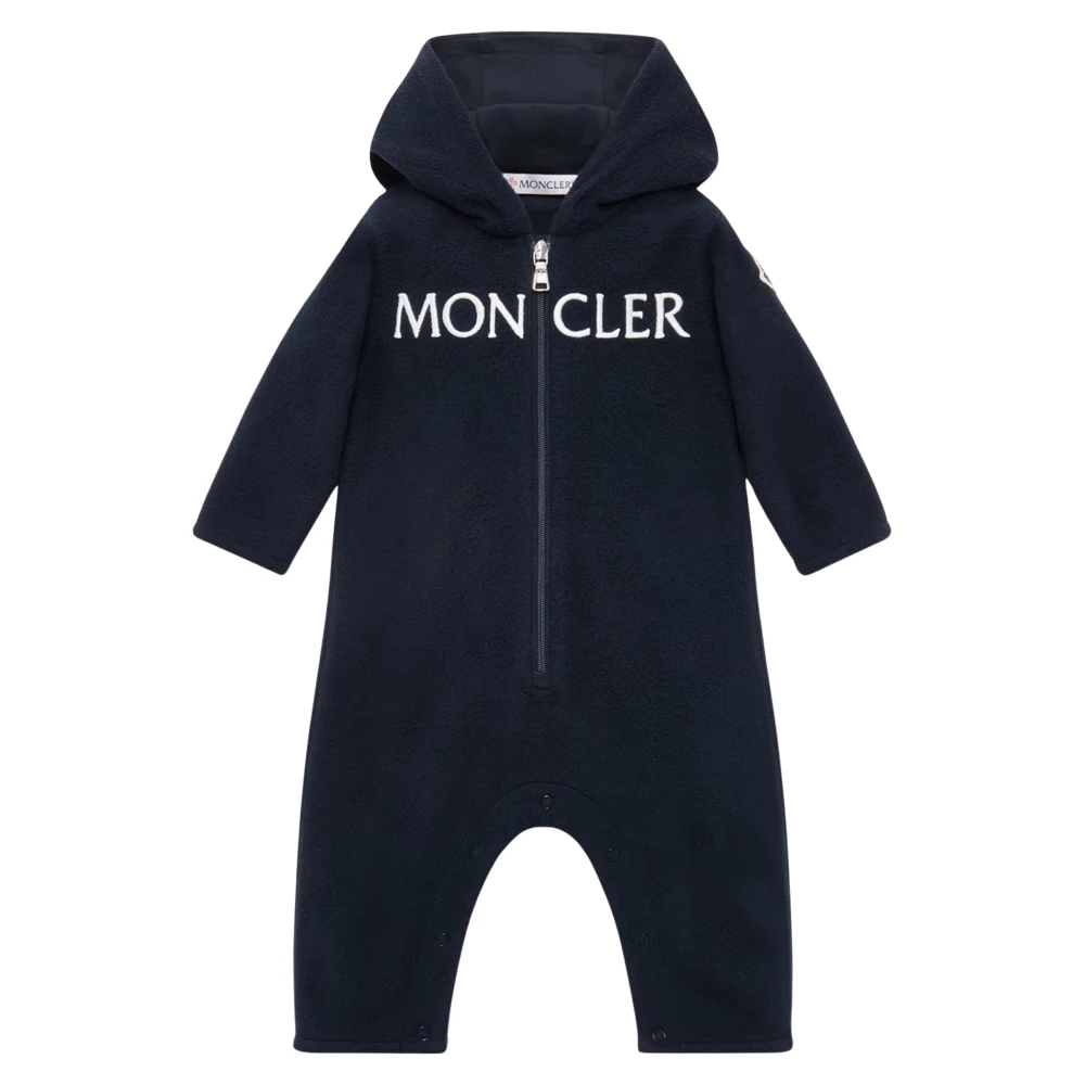 Moncler Unisex Kids Blue Bodies & Sets, 6 M, Navy Baby Logo Romper