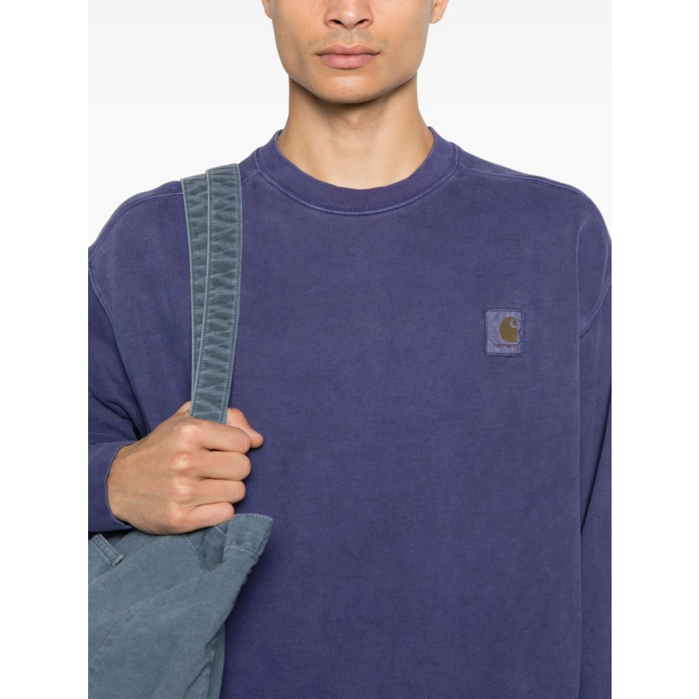 Carhartt WIP Zwaargewicht Geborsteld Katoenen Sweater Purple Heren