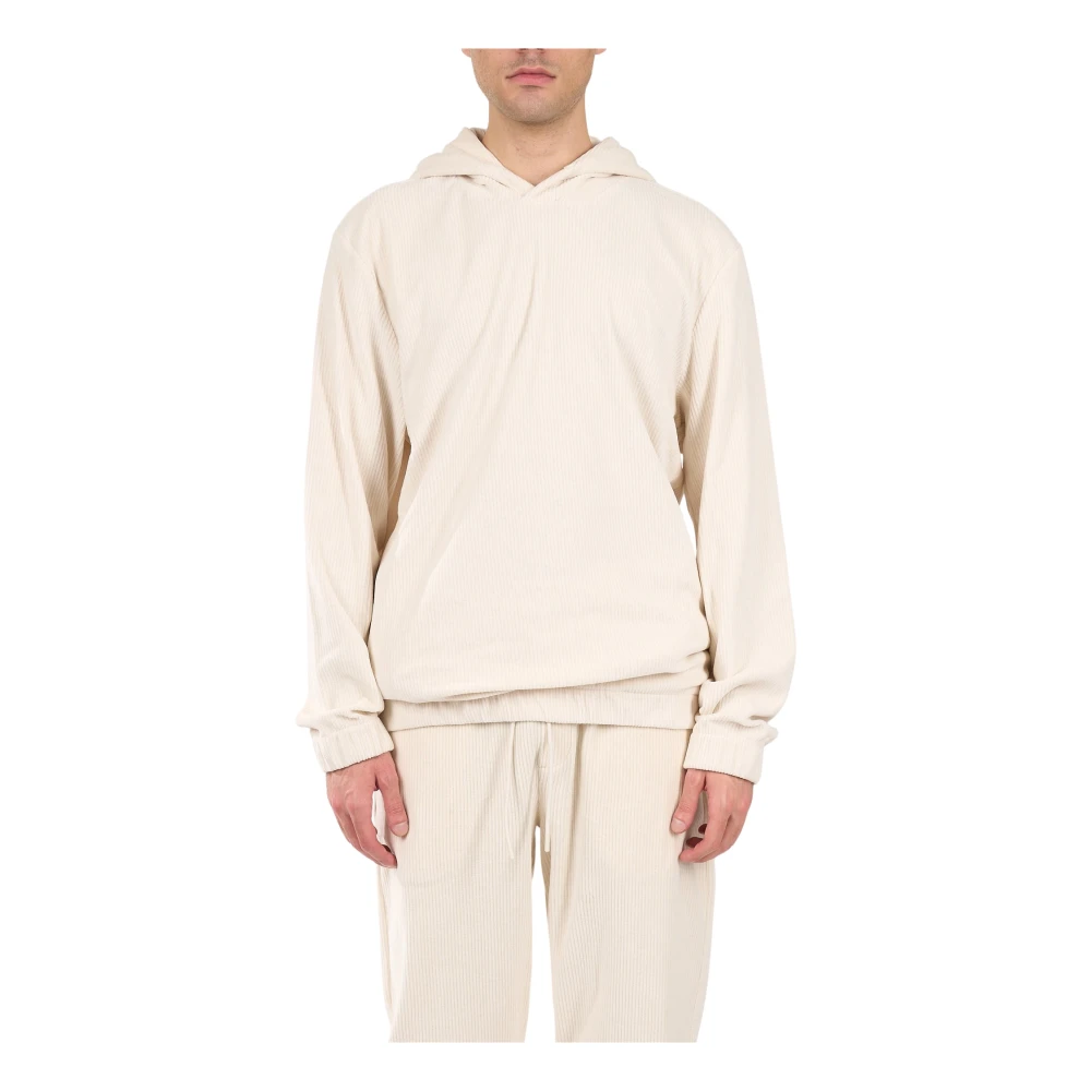Hugo Boss Fluwelen Geribbelde Hoodie Beige Heren