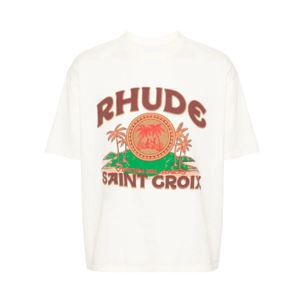 Rhude T-shirt met Grafische Print en Ronde Hals White Heren