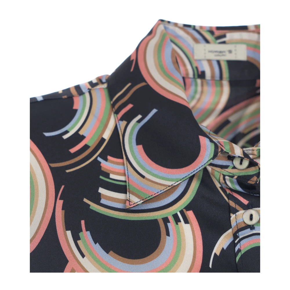 Himon's Blauwe Retro Print Shirt Multicolor Dames