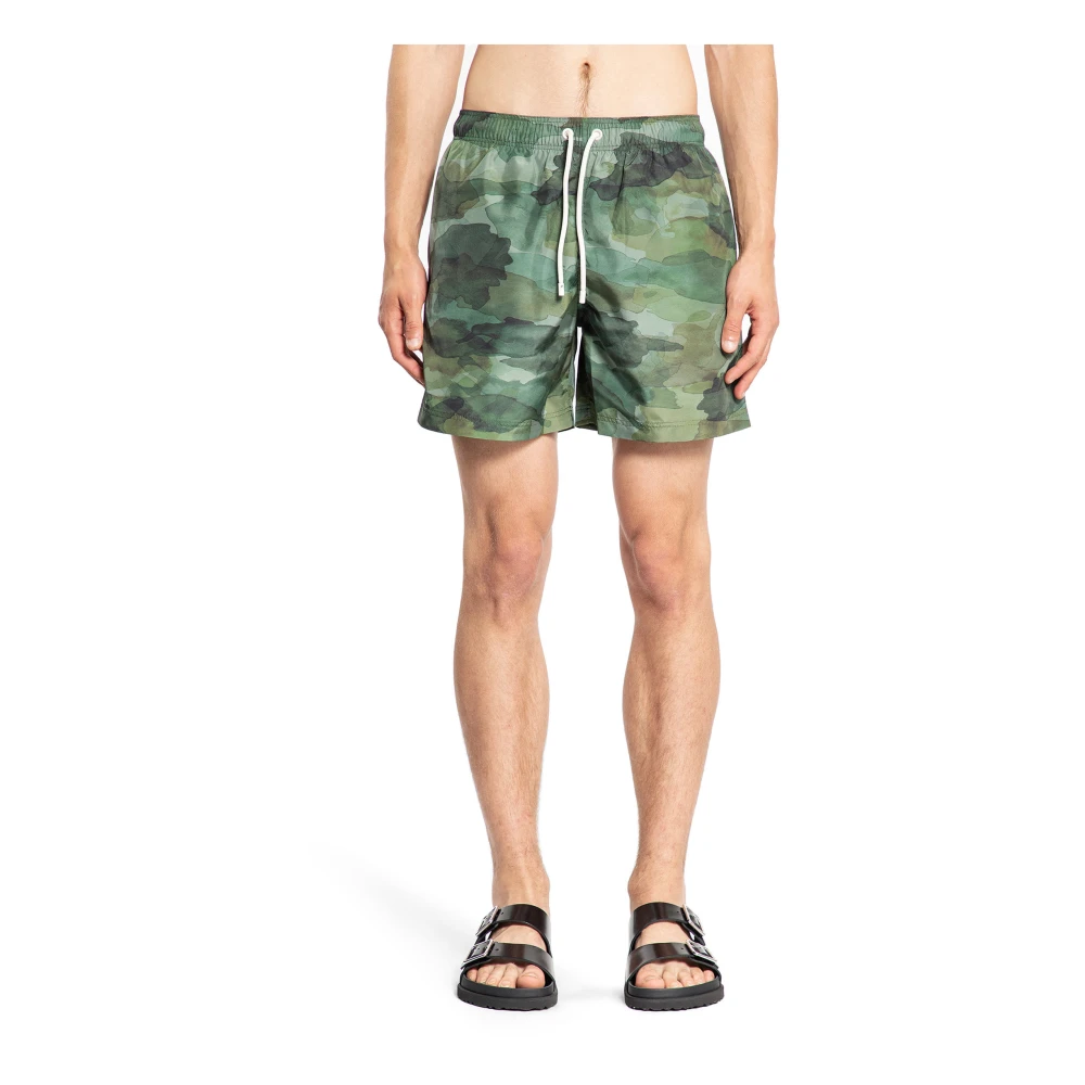 Palm Angels Camo Zwemshort Militaire Stijl Green Heren