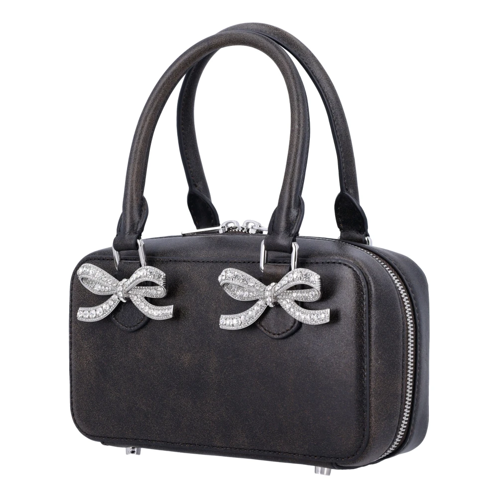 Self Portrait Verweerde leren mini-tote tas Black Dames