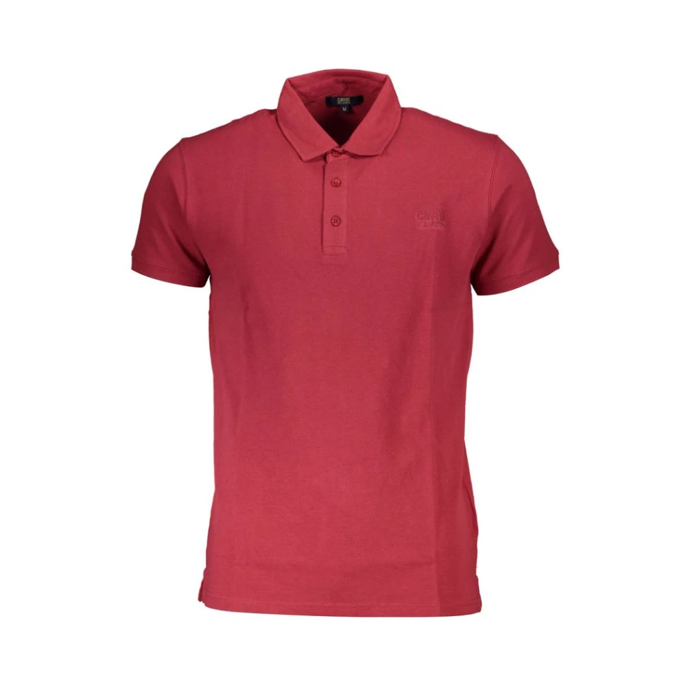 Cavalli Class Red Polo Shirts, Male, 2XL, Cotton Polo Shirt With Logo