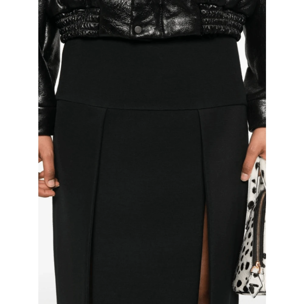 Khaite Zwarte Midi Rok met Splitten Black Dames