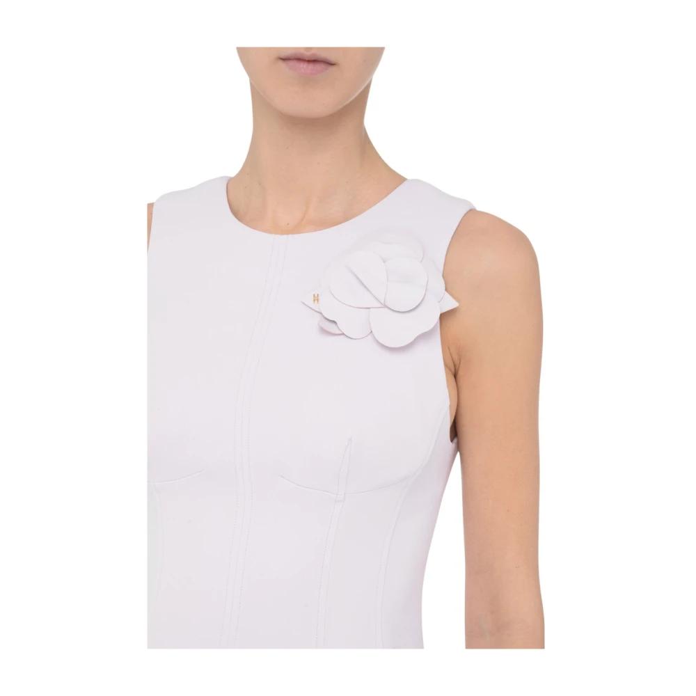 Elisabetta Franchi Lila mouwloze crêpe jurk met juweelbroche Purple Dames
