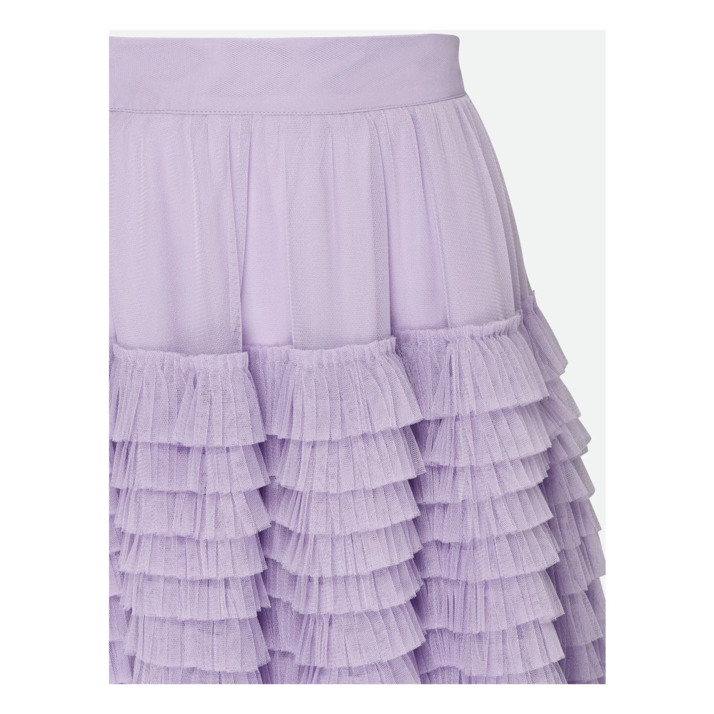 Twinset Paarse Tule Lange Rok met Ruches Purple Dames
