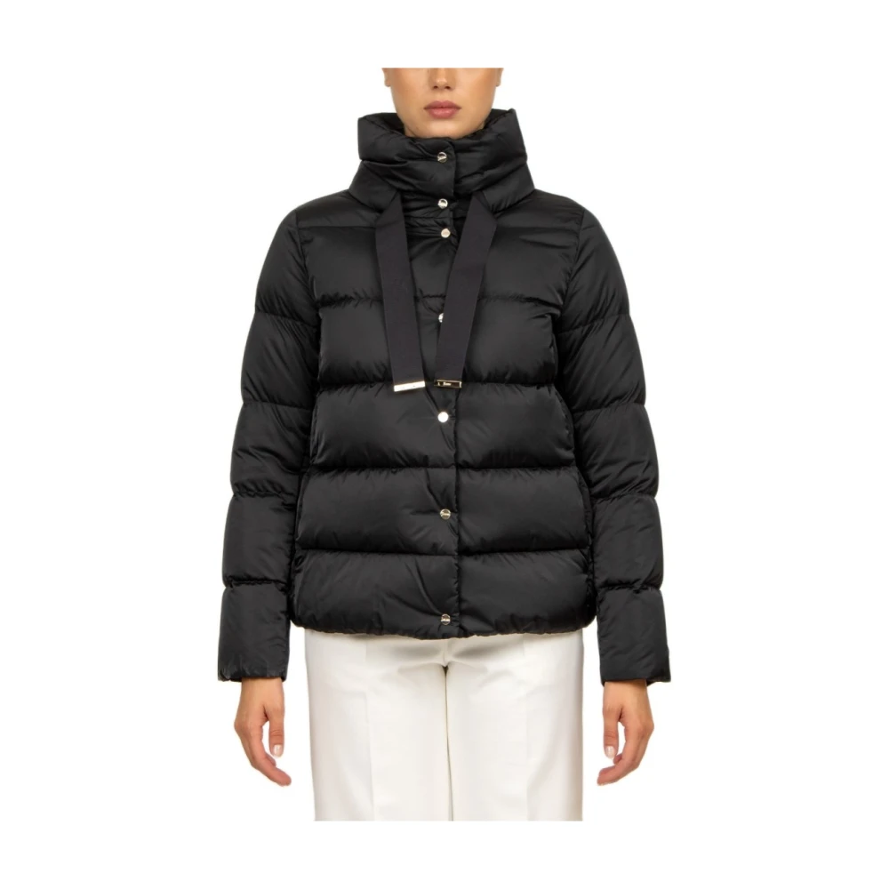 Herno Kort satijnen puffer jack Black Dames