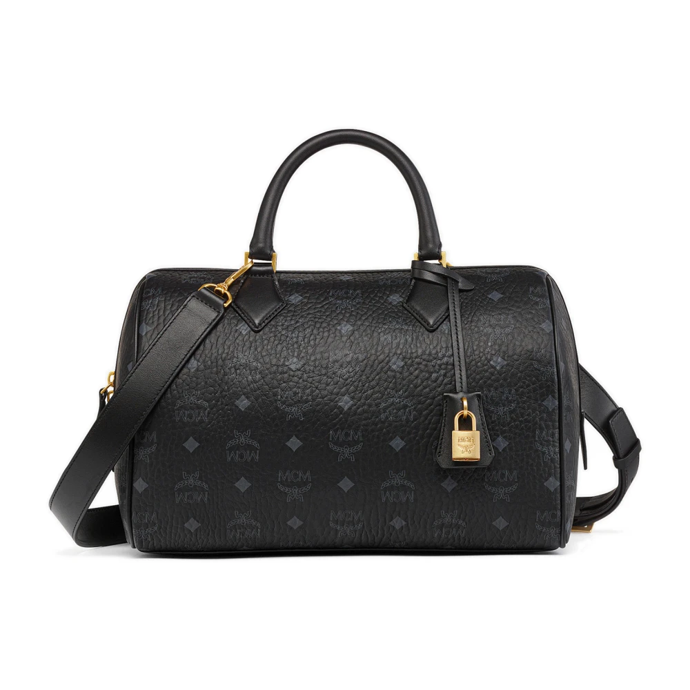 MCM Ella Boston in Visetos Black Dames