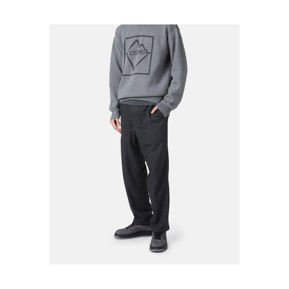 Iceberg Trui van wolmix met ronde hals Gray Heren