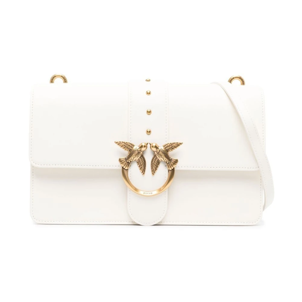 Pinko Witte leren schoudertas met goudkleurige hardware White Dames