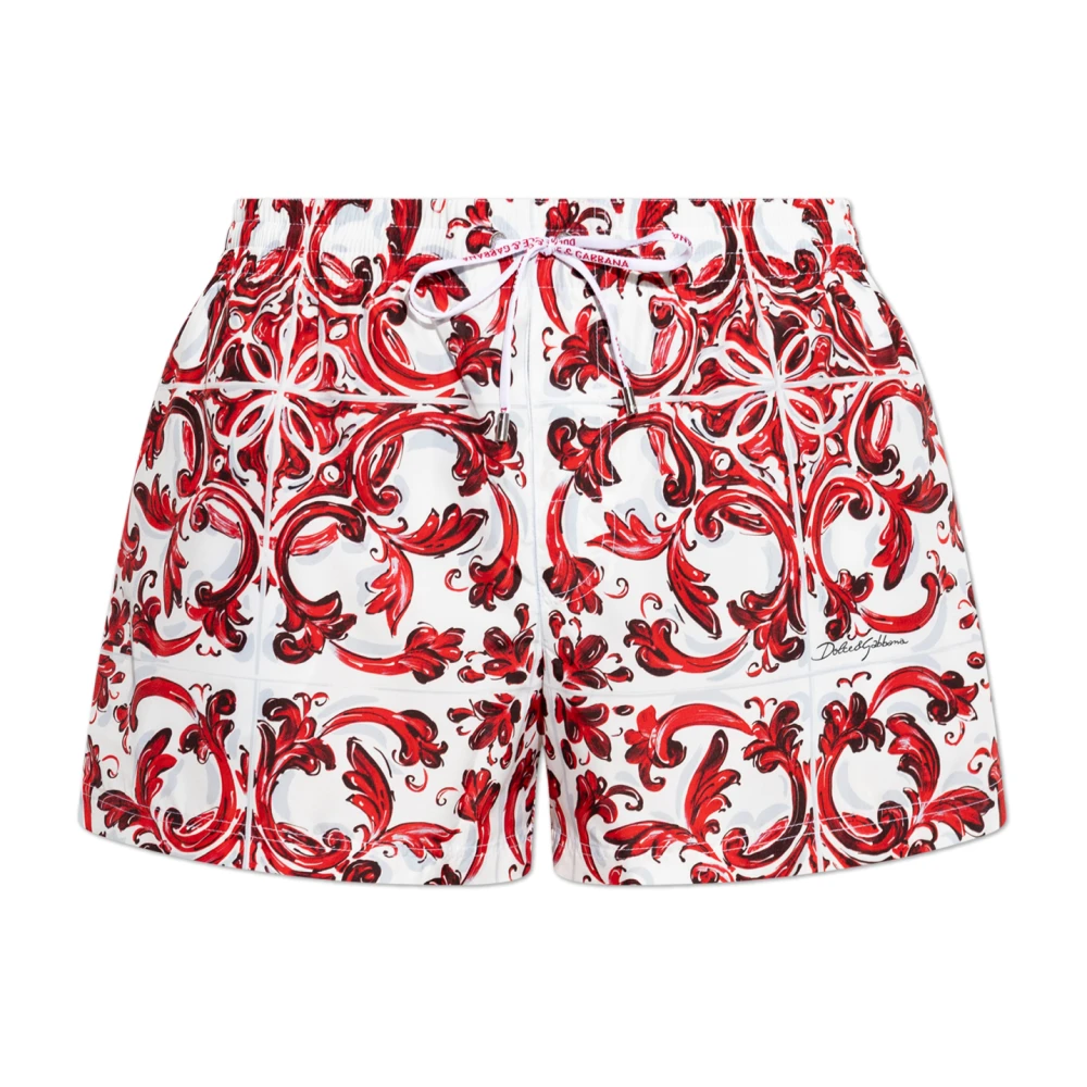 Dolce & Gabbana Short De Bain Imprimé Majolica Homme Maillots De Bain Rouge L