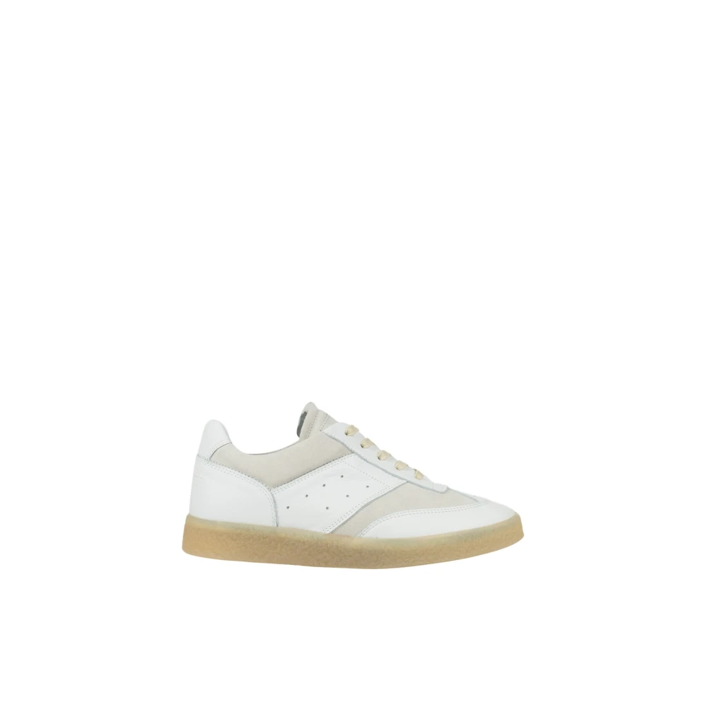 MM6 Maison Margiela Replica Läder Sneaker med Mocka Insatser White, Dam